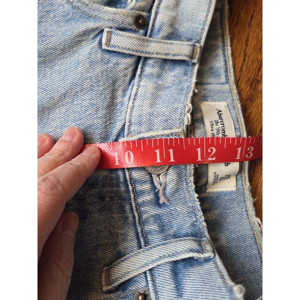 Abercrombie & Fitch Curve Love ’90s Straight Jeans 25 Ultra High Rise Light Wash - Picture 7 of 10